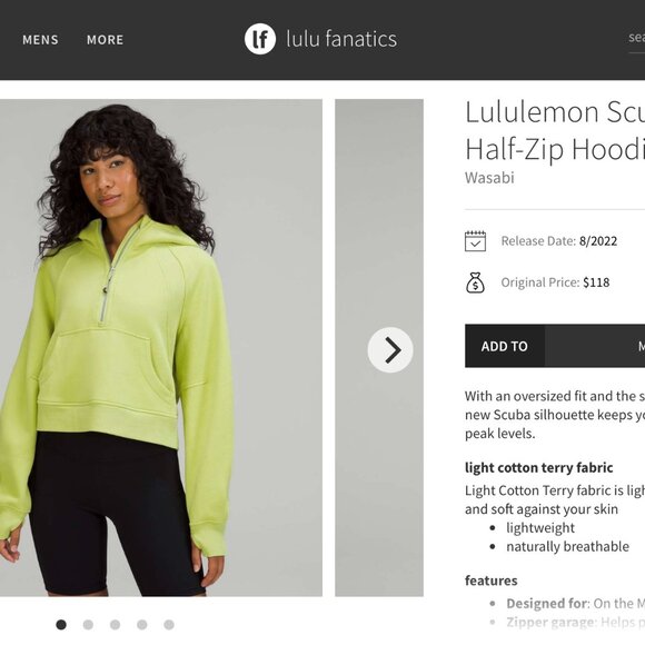 Lululemon Scuba Oversized Half-Zip Hoodie, M/L, Wasabi, Like New! - Picture 5 of 5